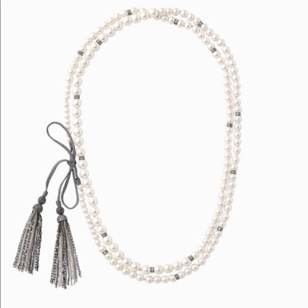 Gorgeous long strand faux pearl necklace from Stella &
Dot.